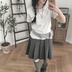 半袖Tシャツ ドットフリル半袖Tシャツ IVORY