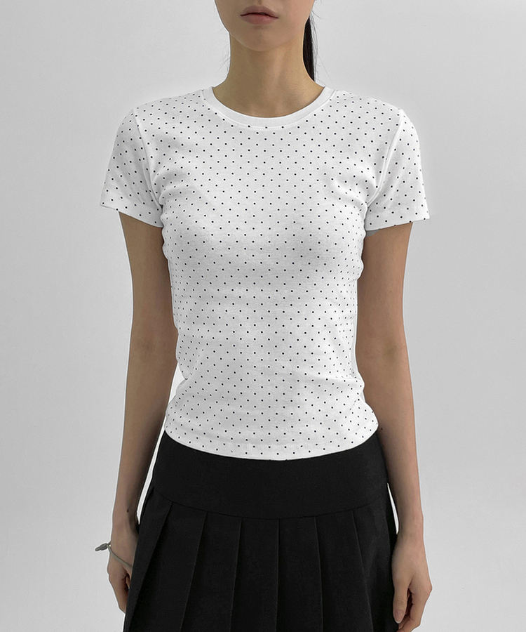 데니모 도트 라운드 반팔티