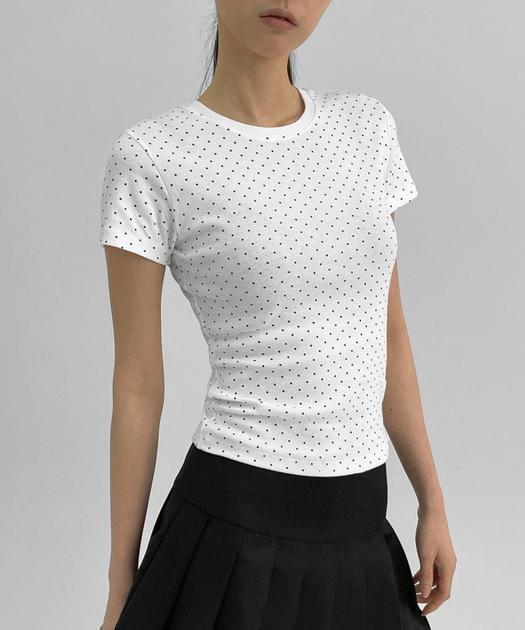 데니모 도트 라운드 반팔티