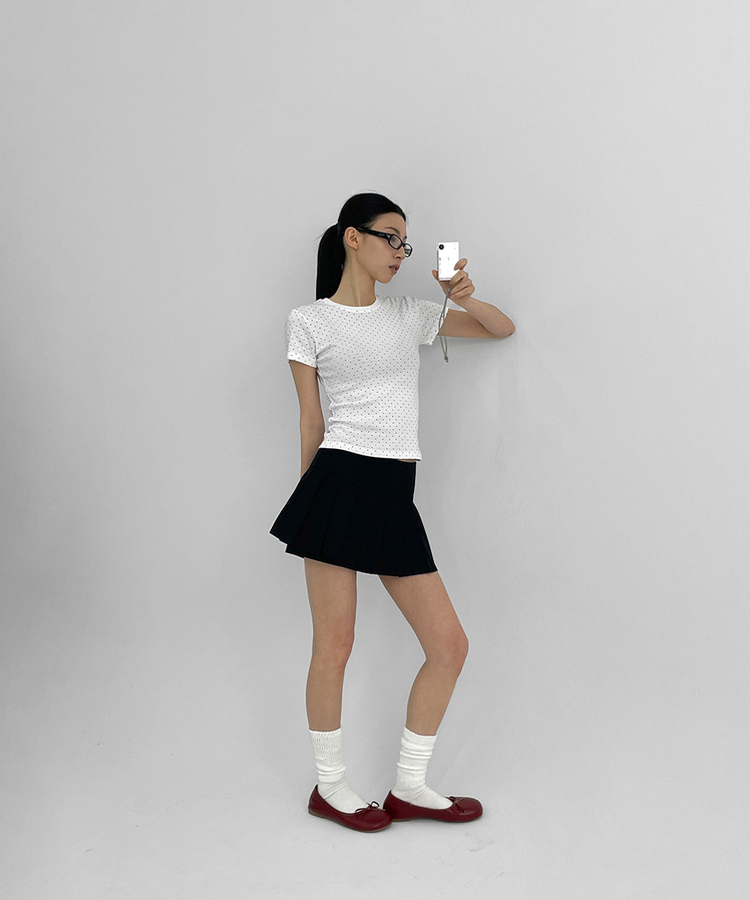 데니모 도트 라운드 반팔티