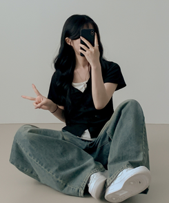 レイヤード半袖カーディガン BLACK