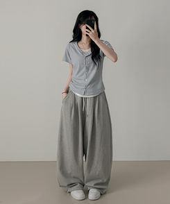 レイヤード半袖カーディガン SKY BLUE