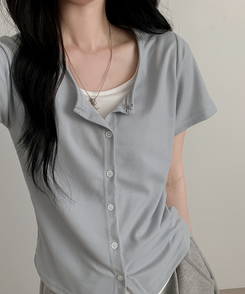 レイヤード半袖カーディガン SKY BLUE