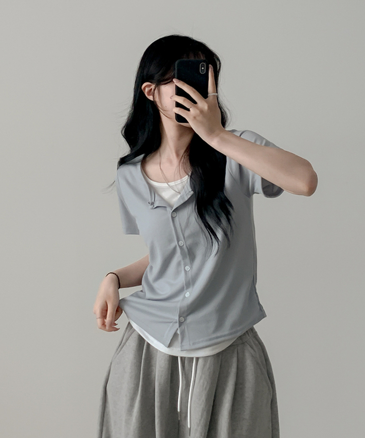 レイヤード半袖カーディガン SKY BLUE