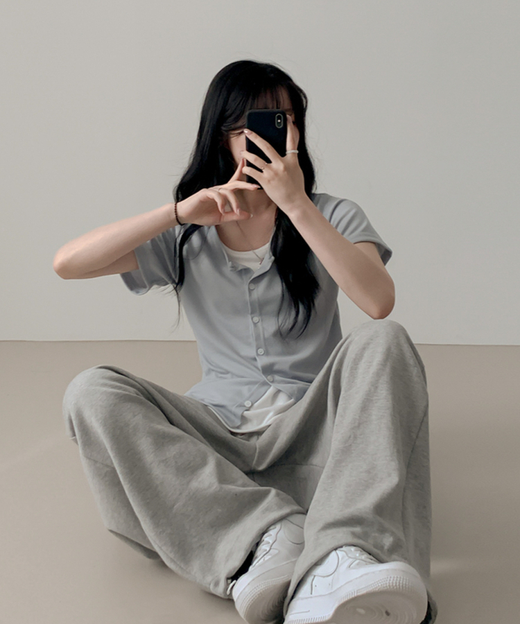 レイヤード半袖カーディガン SKY BLUE