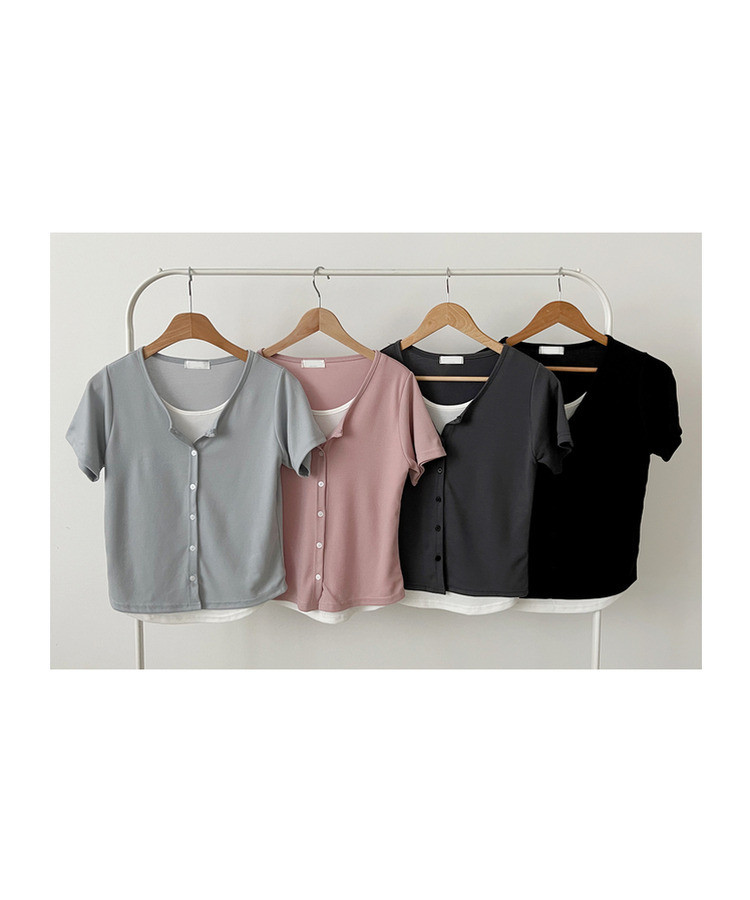 レイヤード半袖カーディガン