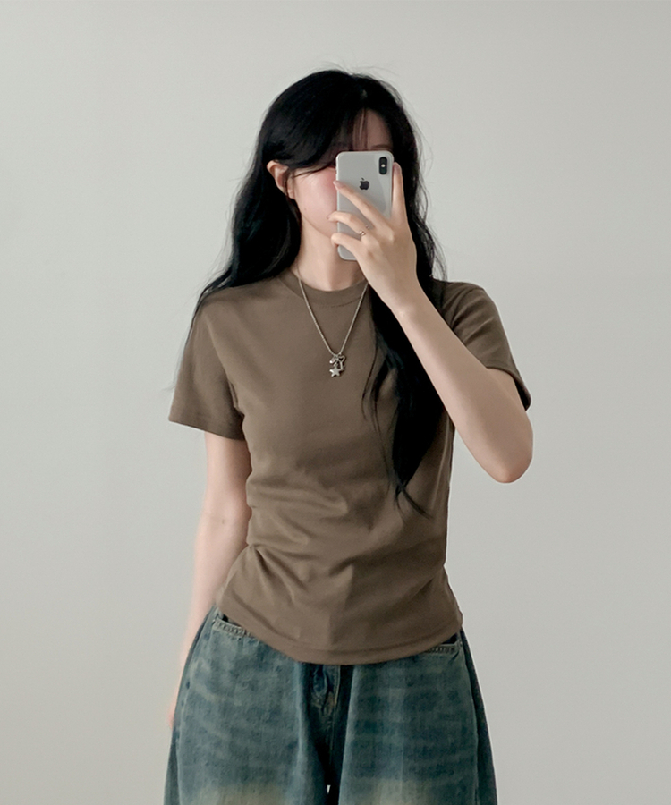 ベーシック半袖Tシャツ(6color) KHAKI