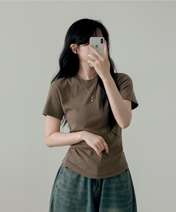 ベーシック半袖Tシャツ(6color) KHAKI