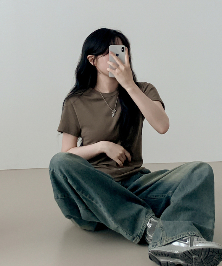 ベーシック半袖Tシャツ(6color) KHAKI