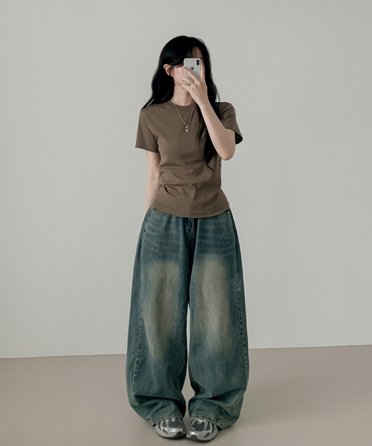 ベーシック半袖Tシャツ(6color) KHAKI