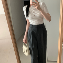 半袖Tシャツ ドレープシャーリング半袖Tシャツ BEIGE