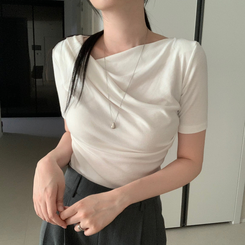 半袖Tシャツ ドレープシャーリング半袖Tシャツ BEIGE