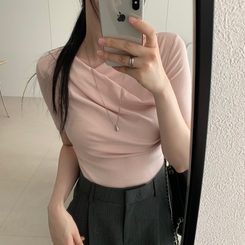 半袖Tシャツ ドレープシャーリング半袖Tシャツ PINK