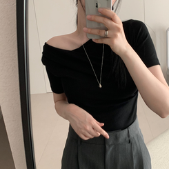 半袖Tシャツ ドレープシャーリング半袖Tシャツ BLACK