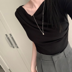 半袖Tシャツ ドレープシャーリング半袖Tシャツ BLACK