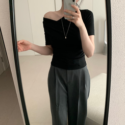半袖Tシャツ ドレープシャーリング半袖Tシャツ BLACK