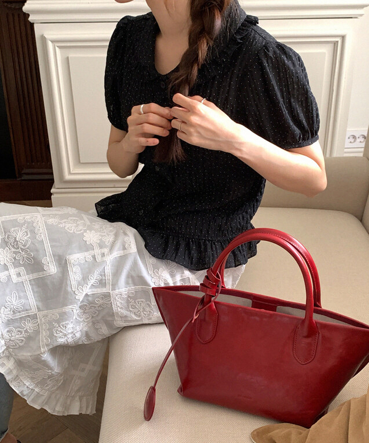 ドット半袖ブラウス BLACK