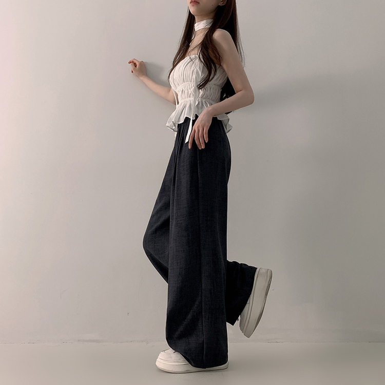 ハイウエストリネンワイドパンツ CHARCOAL