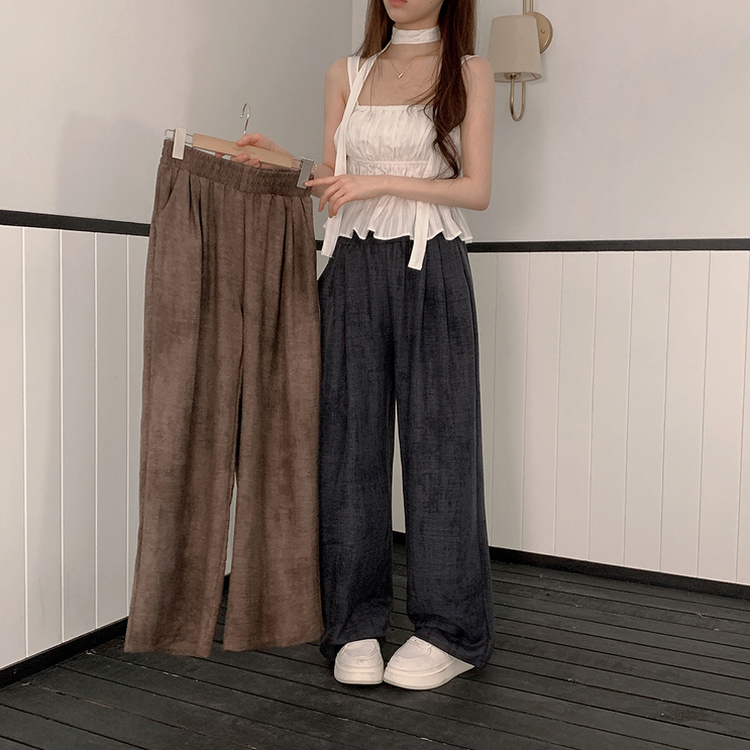 ハイウエストリネンワイドパンツ CHARCOAL