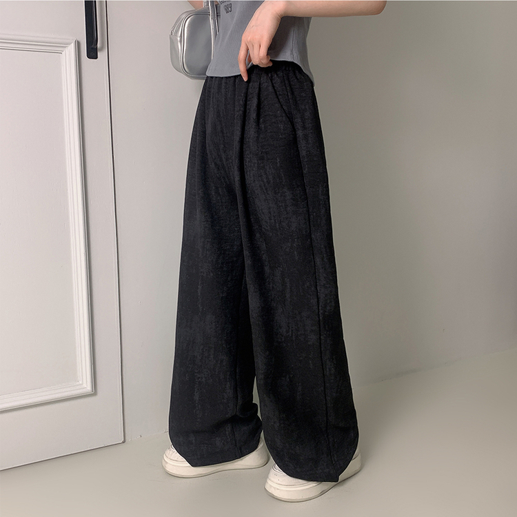 ハイウエストリネンワイドパンツ BLACK