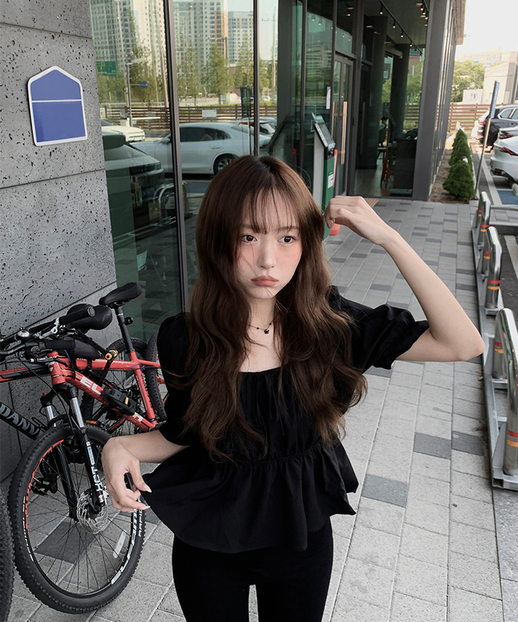 パフリボンブラウス BLACK