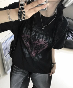 半袖Tシャツ スマイルハート半袖Tシャツ BLACK