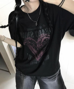 半袖Tシャツ スマイルハート半袖Tシャツ BLACK