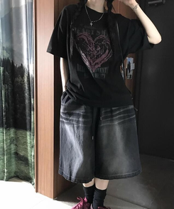 半袖Tシャツ スマイルハート半袖Tシャツ BLACK