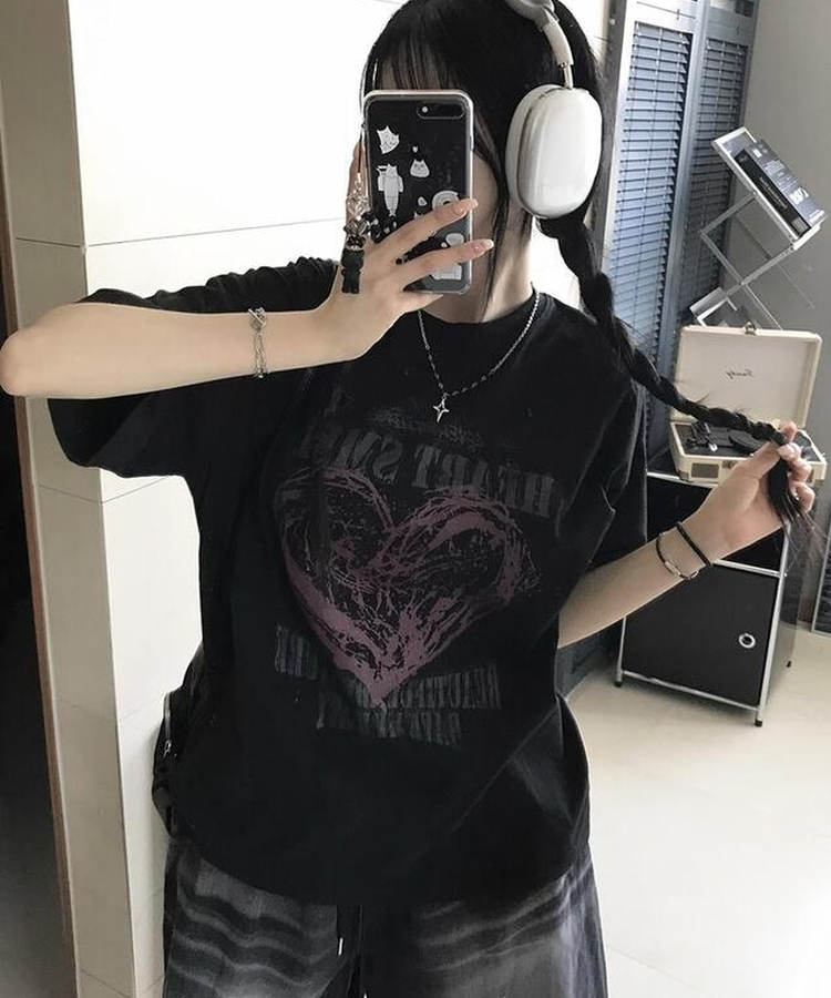 スマイルハート半袖Tシャツ BLACK