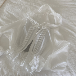 [살안타템!러블리]레이스 핀턱 프릴 끈 셔링 후드 블라우스 긴팔 아우터