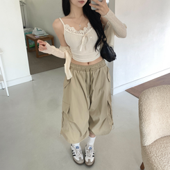 ツーピンタックカーゴバミューダパンツ BEIGE