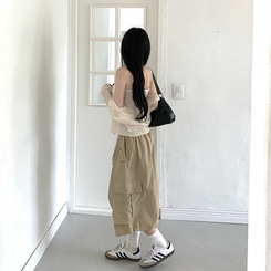 ツーピンタックカーゴバミューダパンツ BEIGE