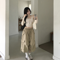 ツーピンタックカーゴバミューダパンツ BEIGE