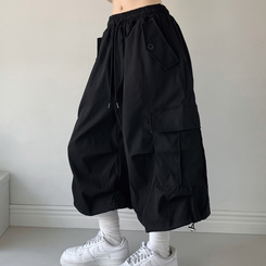 ツーピンタックカーゴバミューダパンツ BLACK