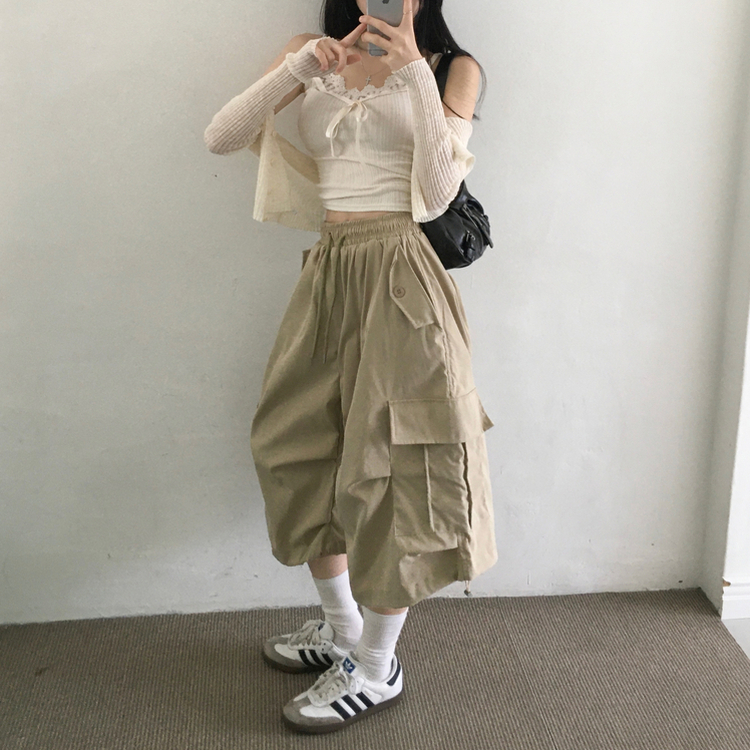 ツーピンタックカーゴバミューダパンツ BEIGE
