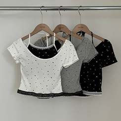半袖Tシャツ ホルタードットレイヤードクロップ半袖Tシャツ
