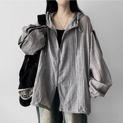 トラックラインフードジップアップ STONE