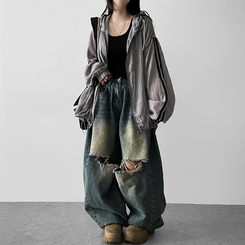 トラックラインフードジップアップ STONE