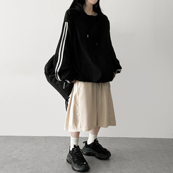 トラックラインフードジップアップ BLACK