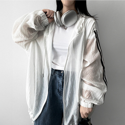 トラックラインフードジップアップ IVORY