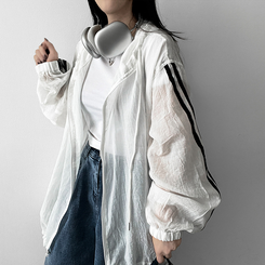 トラックラインフードジップアップ IVORY