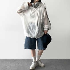 トラックラインフードジップアップ IVORY