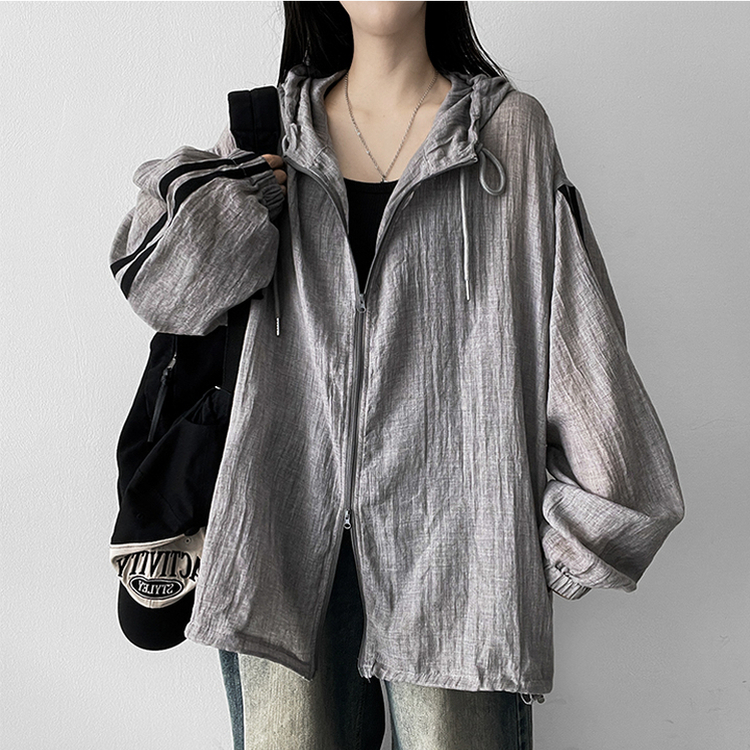 トラックラインフードジップアップ STONE