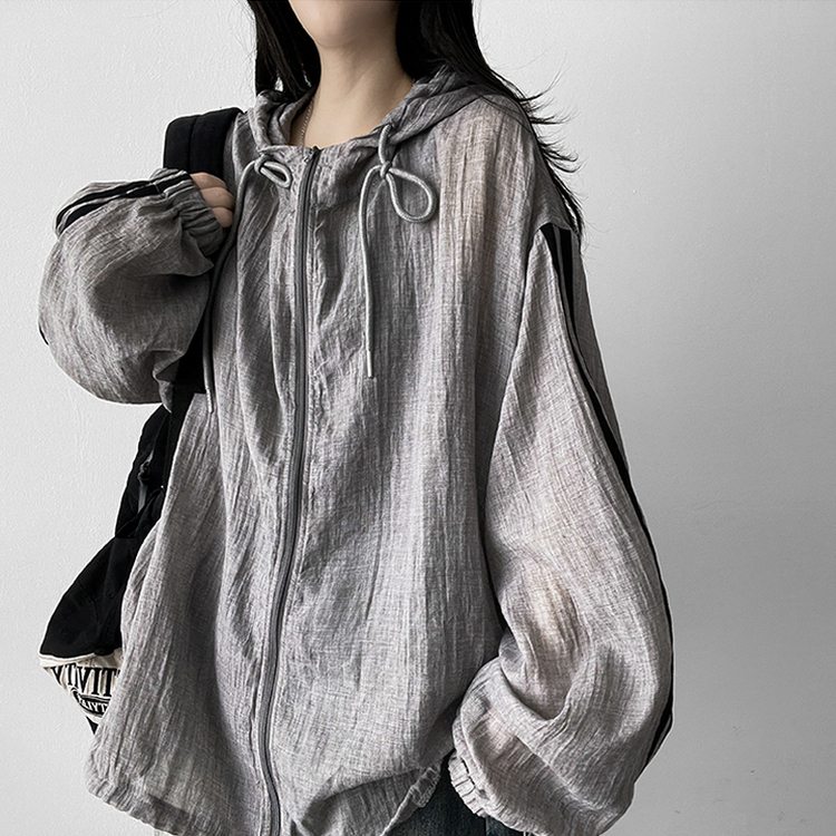 トラックラインフードジップアップ STONE