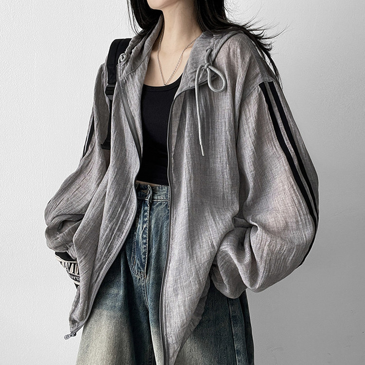 トラックラインフードジップアップ STONE