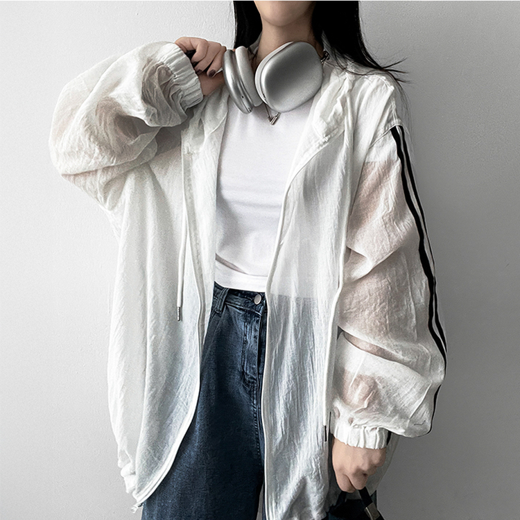 トラックラインフードジップアップ IVORY