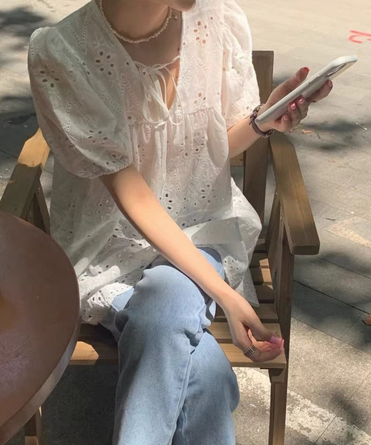 ミニワンピース パンチングミニワンピース WHITE