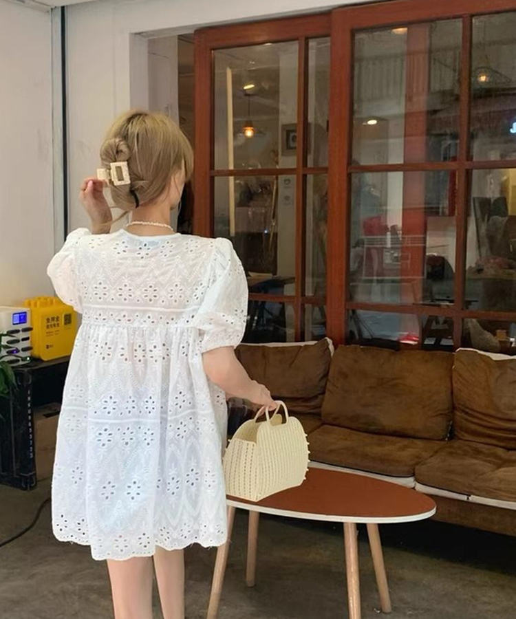 ミニワンピース パンチングミニワンピース WHITE
