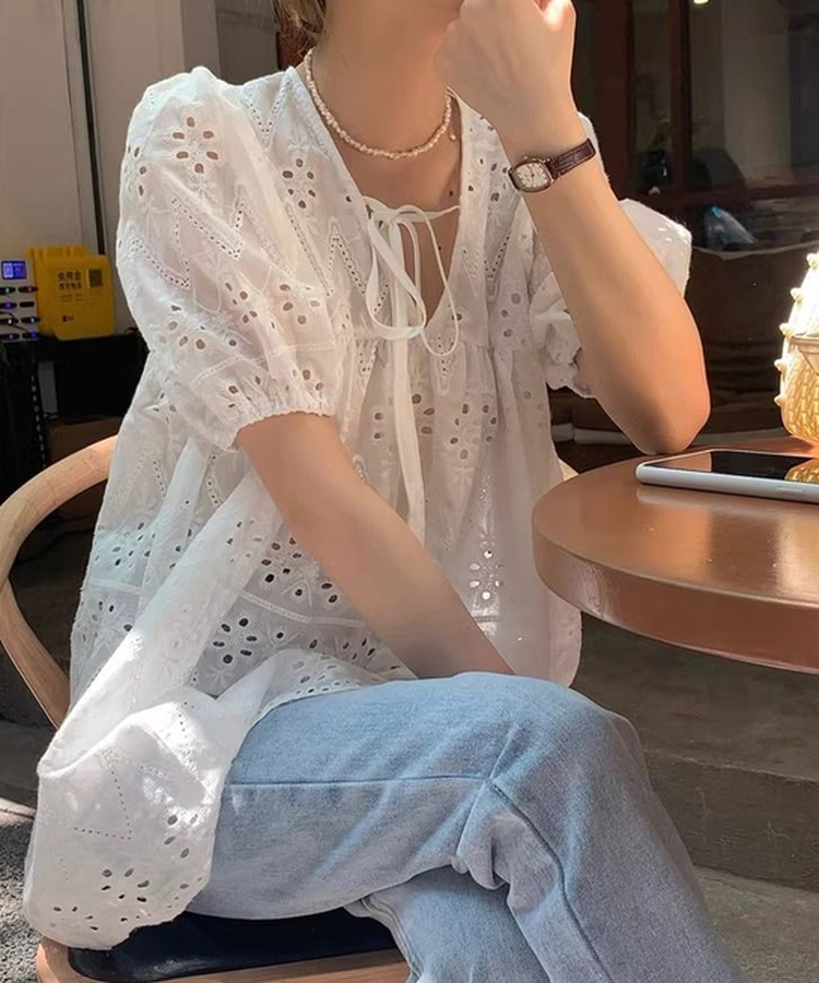 ミニワンピース パンチングミニワンピース WHITE