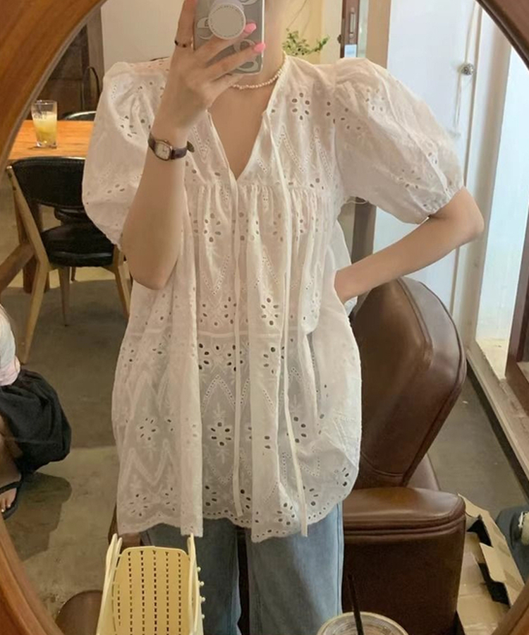 ミニワンピース パンチングミニワンピース WHITE